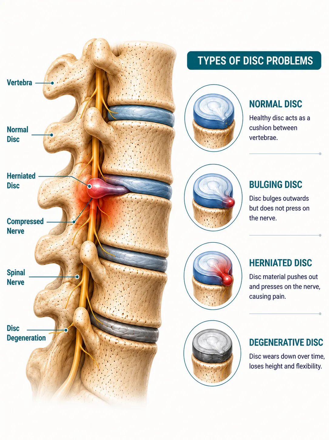 Disc herniation or degeneration — TEMP IMAGE, replace with real photo or illustration