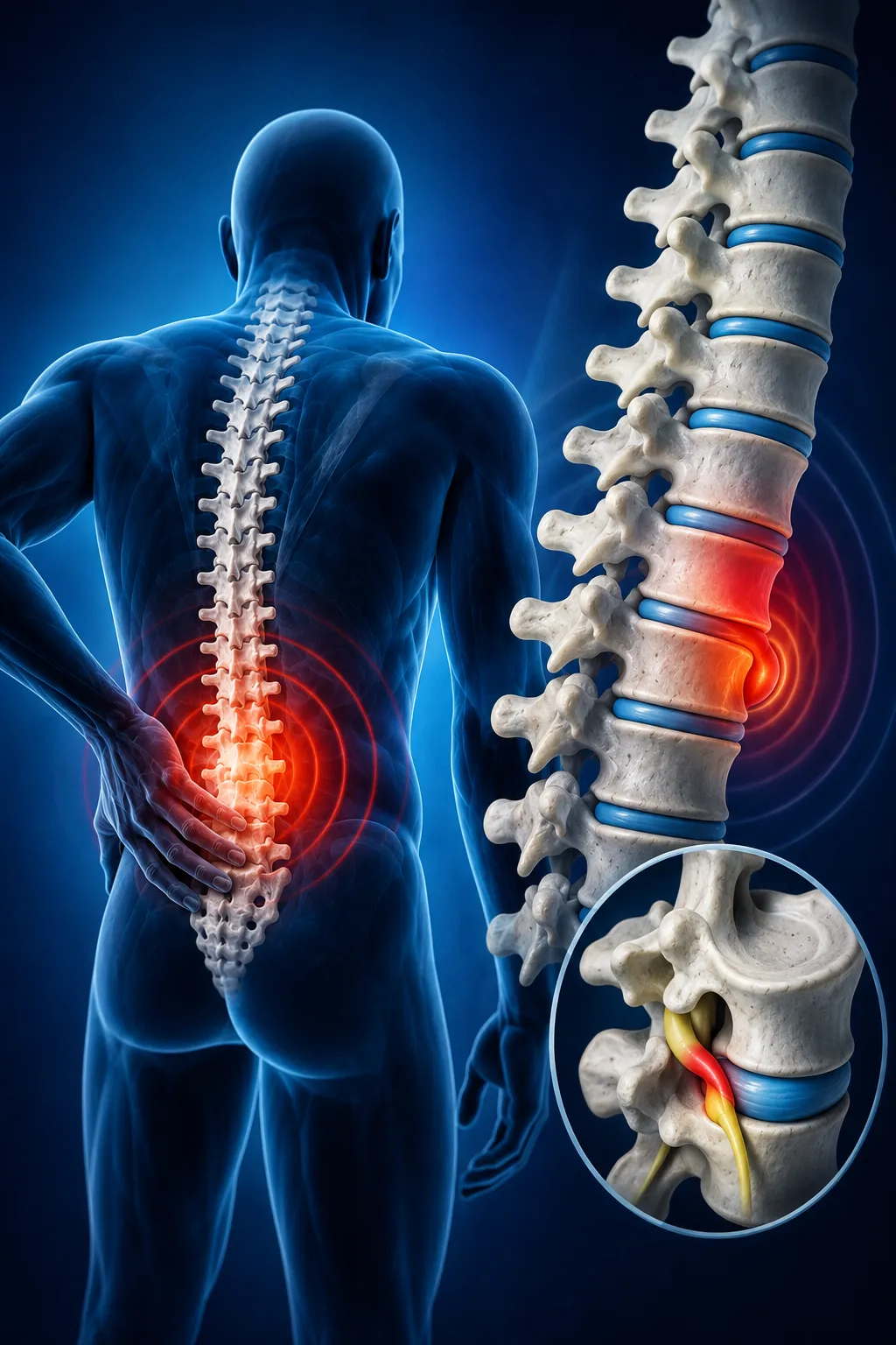 Spine and disc anatomy illustration