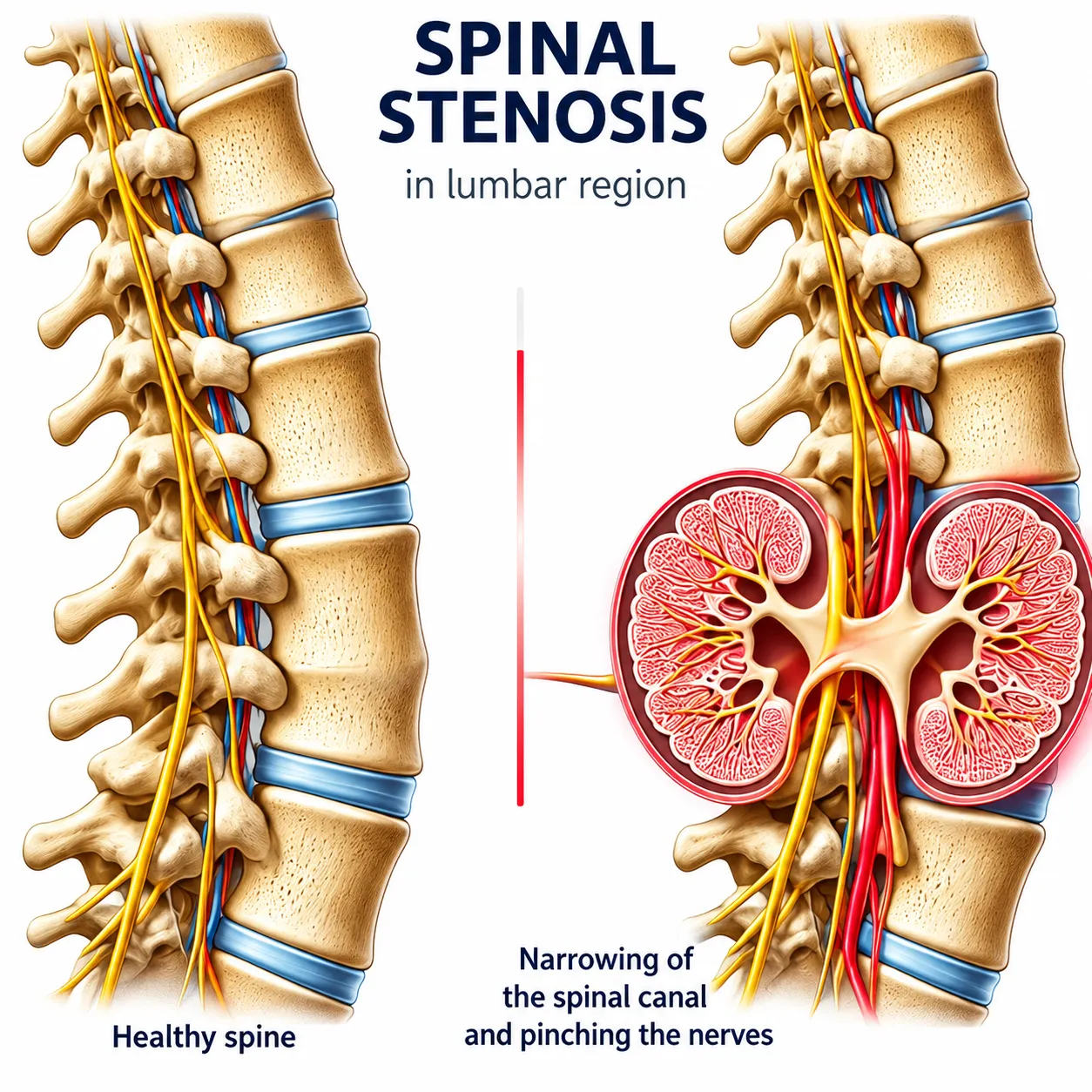 Lumbar spinal stenosis illustration — TEMP IMAGE, replace with real photo/graphic