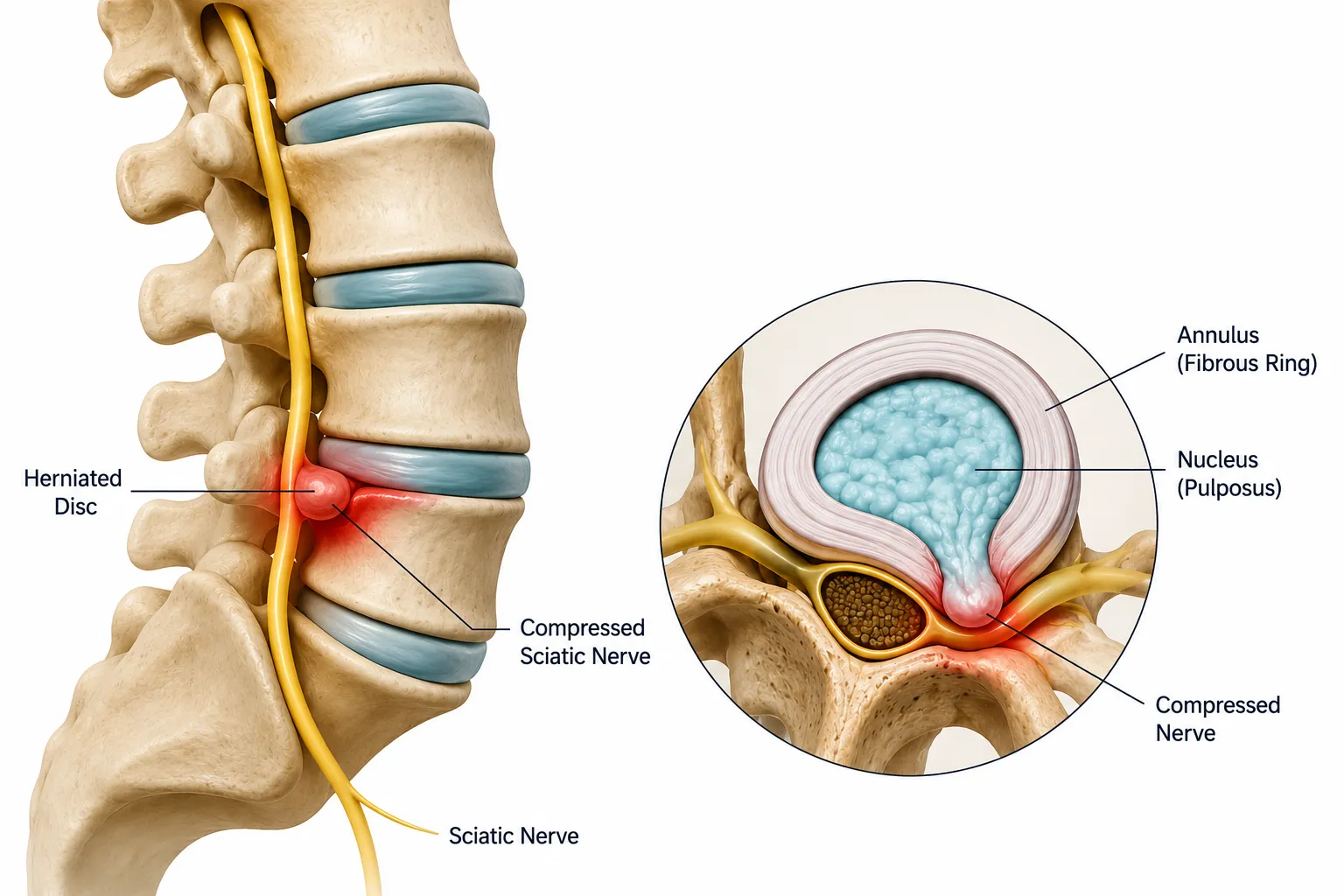 Herniated or bulging disc illustration — TEMP IMAGE, replace with real photo/graphic